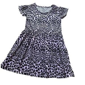Pink Velvet Girls 5/6 Purple Leopard Print Dress